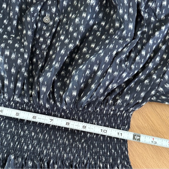 Rebecca Taylor Navy Blue Floral Long Sleeve x Material Smocked Waist Mini Dress - Picture 11 of 12